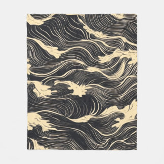 Wave Pattern Coastal Style Fleece Blanket