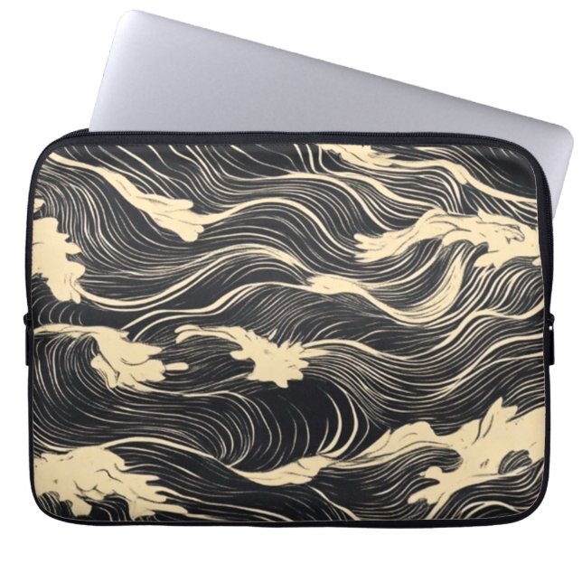 Wave Pattern Coastal Style Laptop Sleeve (Front)