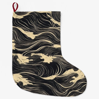 Wave Pattern Coastal Style Large Christmas Stocking