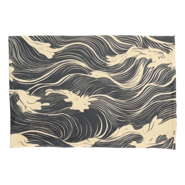 Wave Pattern Coastal Style Pillowcase (Front)