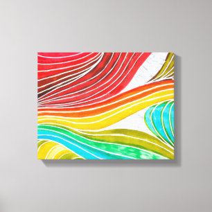 Wave Pattern Drawn By Watercolor Paints Canvas Print