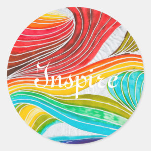 Wave Pattern Drawn By Watercolor Paints Classic Round Sticker