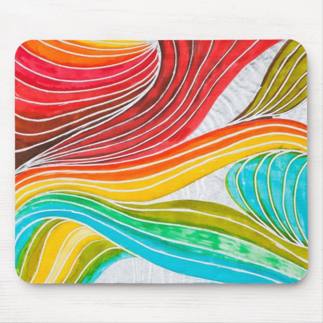 Wave Pattern Drawn By Watercolor Paints Mouse Mat (Front)