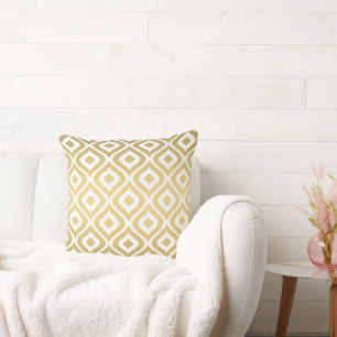 Wave Pattern Pillow   Gold and White