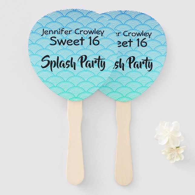 Wave Pattern Pool Party Fan (Front and Back)
