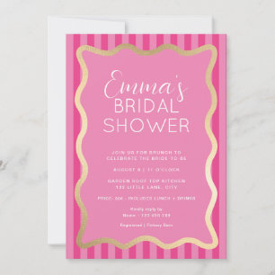 Wave Pink Hot Pink Stripe Bridal Shower Invitation