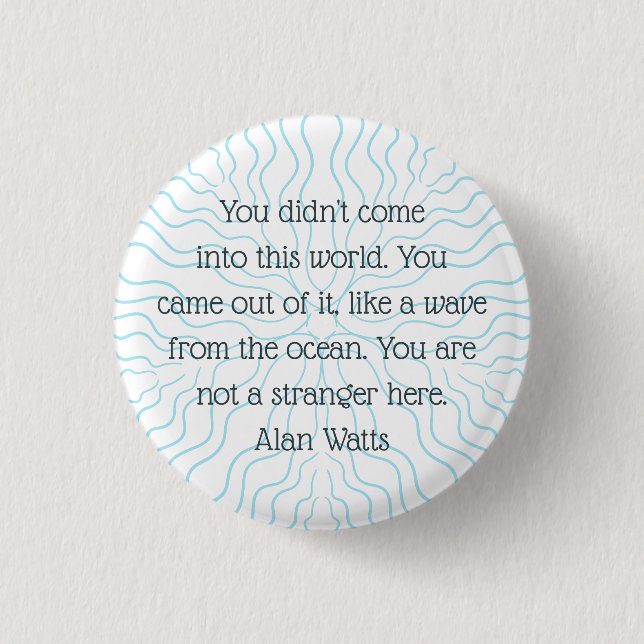 Wave Quote Alan Watts Philosophy Mandala Introvert 3 Cm Round Badge (Front)