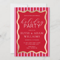 Wave Red Pink Stripe Christmas Holiday Party