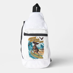 Wave Rider German Shorthaired Pointer Surfing Sling Bag