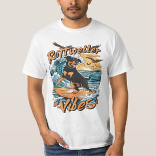 Wave Rider Rottweiler Dog Surfing Adventure T-Shirt