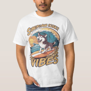 Wave Rider: Siberian Husky Dog Catching Waves T-Shirt