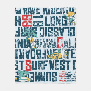 Wave rider west coast California surfing team grun Fleece Blanket