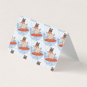 Wave riding happy pug dog on surfboard scarf band