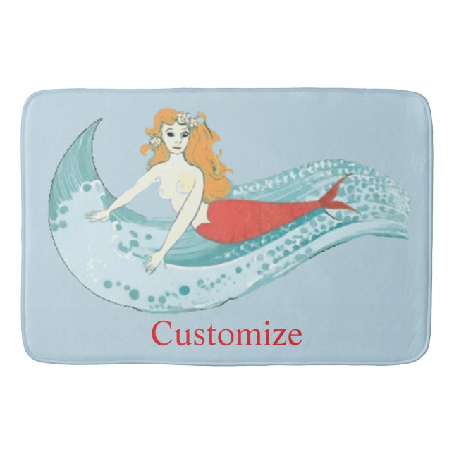 Wave-Riding Mermaid Thunder_Cove Bath Mat (Front)
