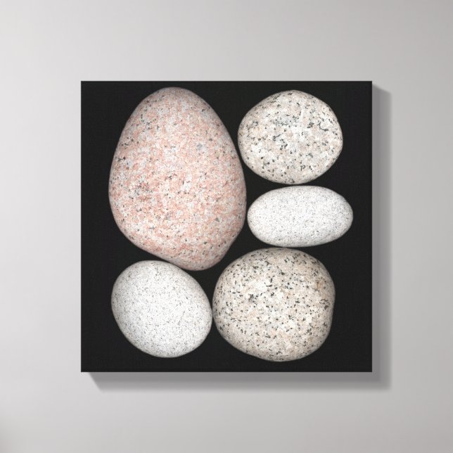 Wave-Rounded Granite Rocks of Various Colours Canvas Print (Front)