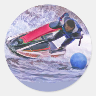 Wave Runner Around the Buoy Classic Round Sticker