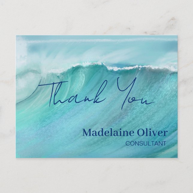 Wave Scene Summer Blue Thank You   Postcard (Front)