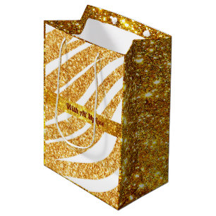 Wave Sea Gold Glitter Boho Popular Collection Medium Gift Bag