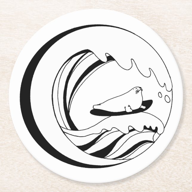 wave seal round paper coaster (Front)