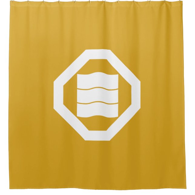 Wave-shaped Kanji characters for three in Oshiki Shower Curtain (Front)