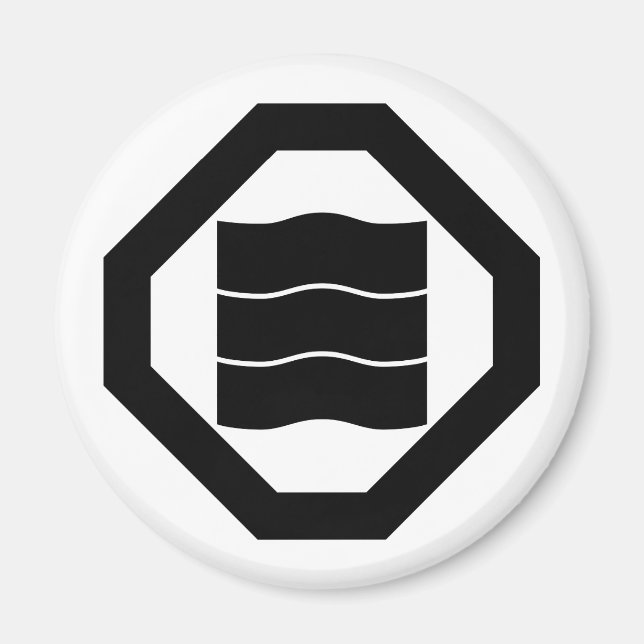 Wave-shaped kanji characters for three on tray magnet (Front)
