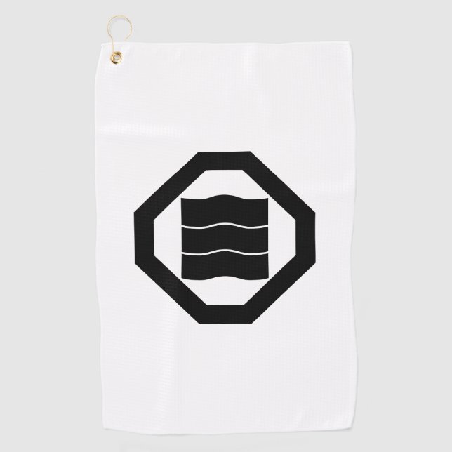 Wave-shaped Kanji for three in Oshiki Golf Towel (Front)