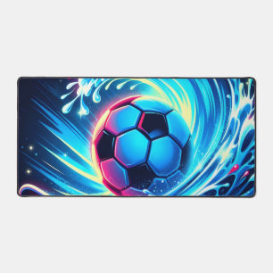 Wave Soccer Ball Futuristic Ocean Football Surf Desk Mat