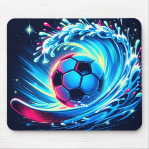 Wave Soccer Ball Futuristic Ocean Football Surf Mouse Mat