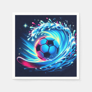 Wave Soccer Ball Futuristic Ocean Football Surf Napkin