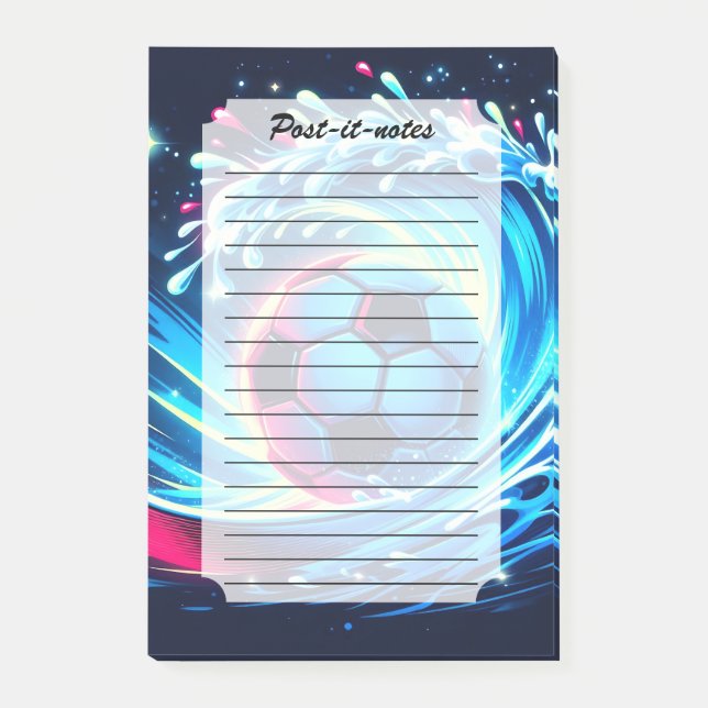 Wave Soccer Ball Futuristic Ocean Football Surf Post-it Notes (Front)
