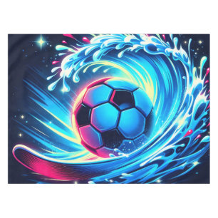 Wave Soccer Ball Futuristic Ocean Football Surf Tablecloth