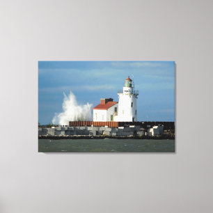 Wave Splash Lighthouse (Sepia) Canvas Print