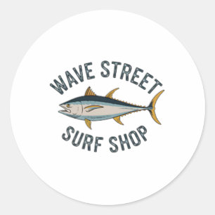 Wave Street Surf Shop Yellow Fin Tuna Graphic Fish Classic Round Sticker