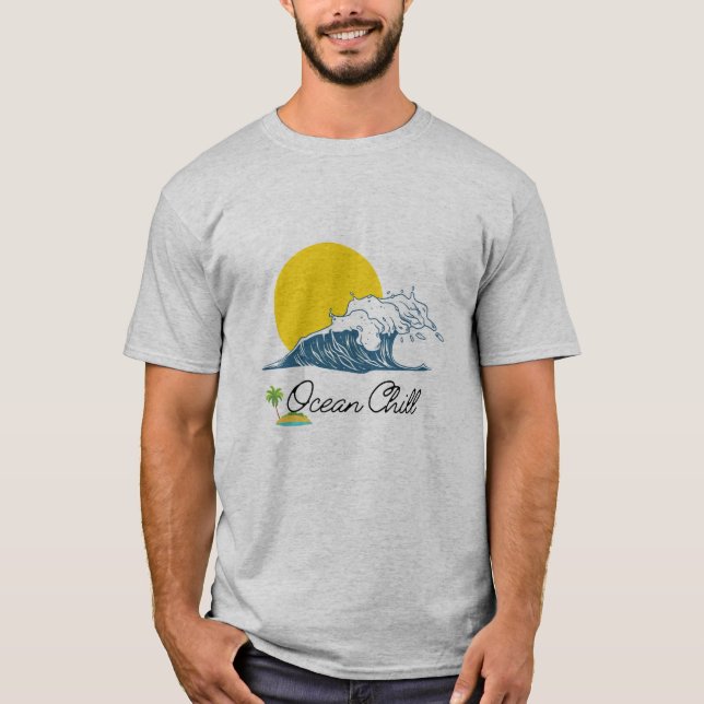 Wave Sunset Beach Graphic Tee Unisex Summer Shirt  (Front)