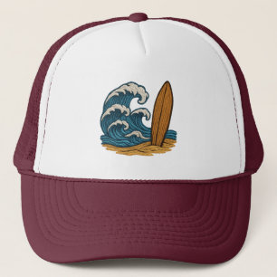 Wave & Surfboard Trucker Hat