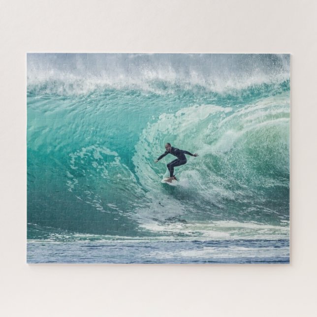Wave Surfer Surfing Sports Blue Ocean Jigsaw Puzzle (Horizontal)