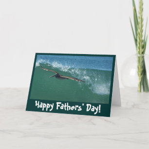 Wave Surfing Pelican Fathers' Day Card