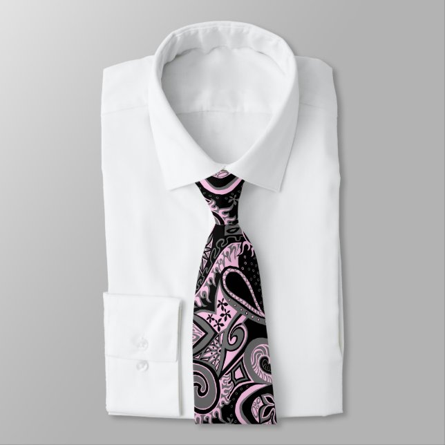 Wave Trip Floral Paisley Single-side Printed Tie (Tied)