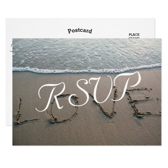Wave Vintage Beach Wedding Destination Love RSVP Card
