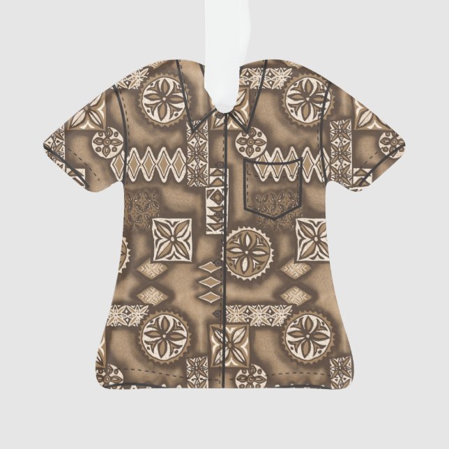 Wave Warrior Hawaiian Primitive Tapa Aloha Shirt Ornament (Front)