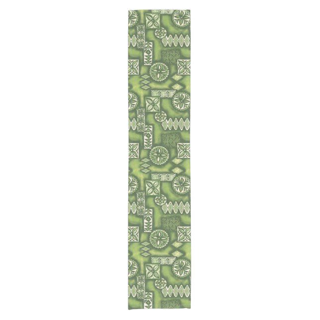 Wave Warrior Hawaiian Primitive Tapa Short Table Runner (Front)