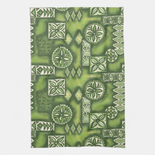 Wave Warrior Hawaiian Tapa Tea Towel