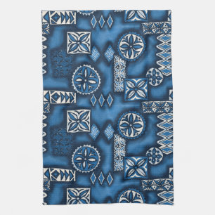 Wave Warrior Hawaiian Tapa Tea Towel