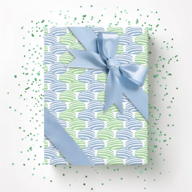 Wave Weave in Slate and Green Wrapping Paper (Creator Uploaded)