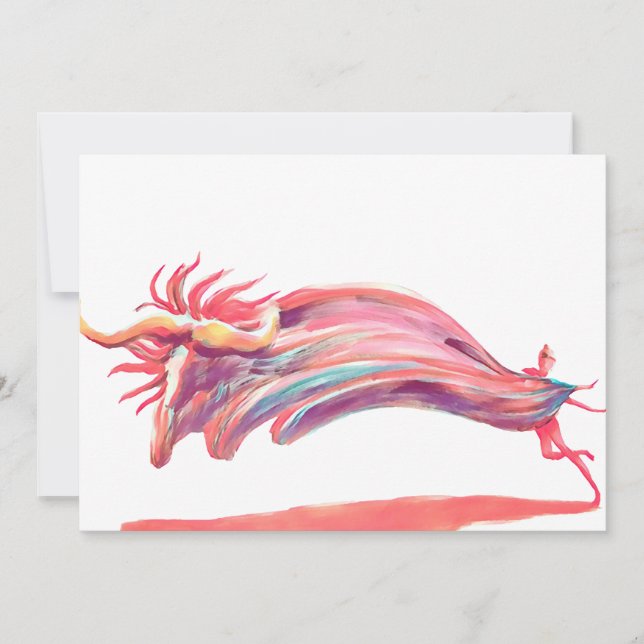 Waved Ballet Dancer Pink Art Holiday Card (Front)