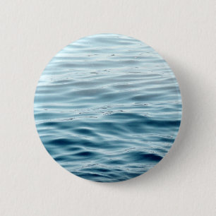 Waved blue water 6 cm round badge