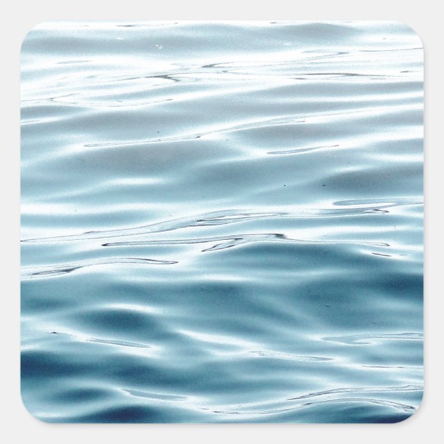 Waved blue water square sticker (Front)