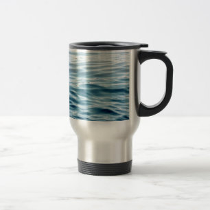 Waved blue water travel mug