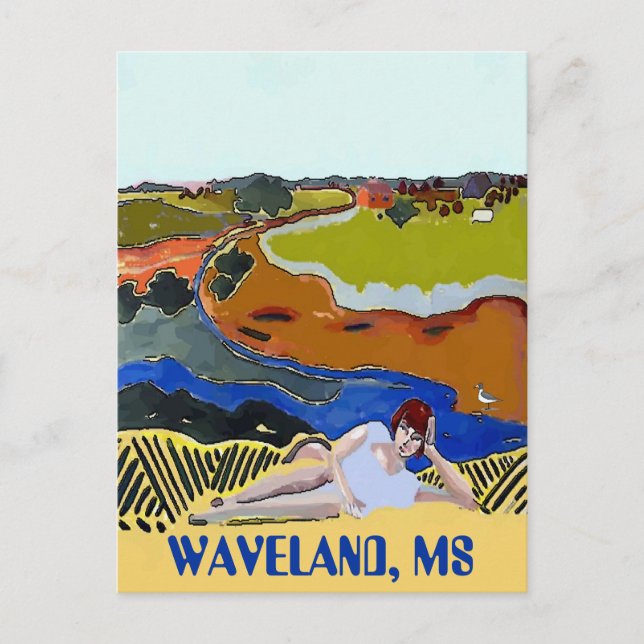 WAVELAND MS, Vintage Style Postcard (Front)