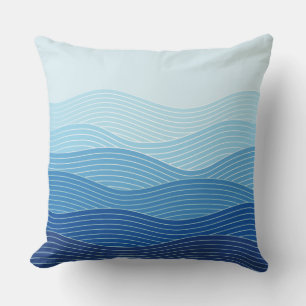 Waves Abstract Minimalist Composition Cushion